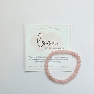 Rose Quartz Bracelet for Love. Healing Crystal, Gemstone Stacking Bracelet, 6mm Beads